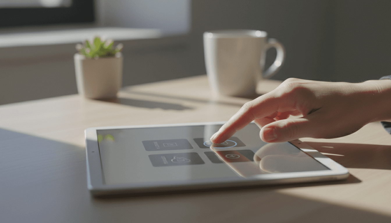 Person selecting a profile type on a tablet