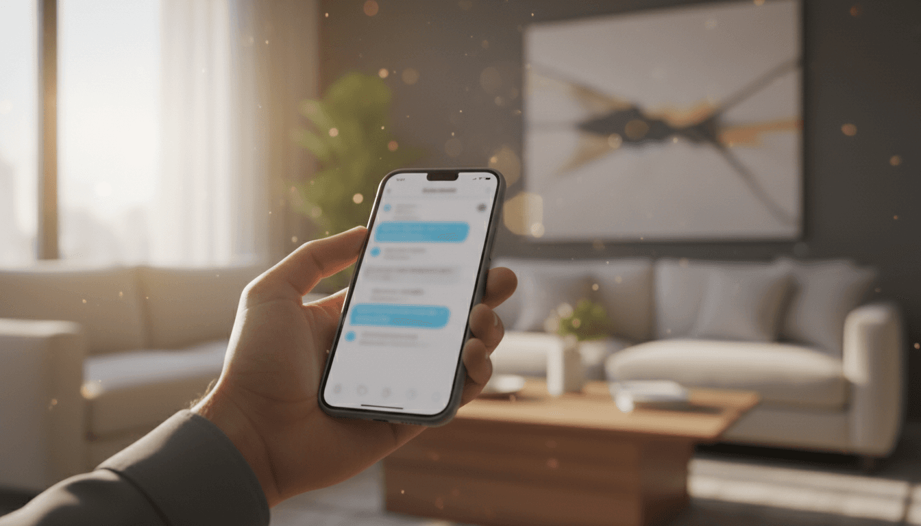 Smartphone showing networking app messages