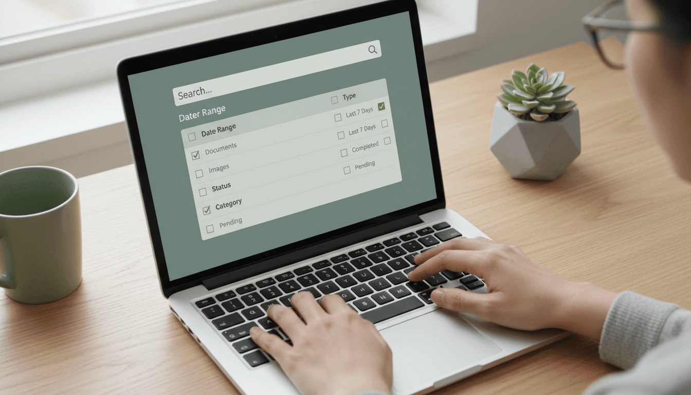 Filter options on a laptop for finding connections