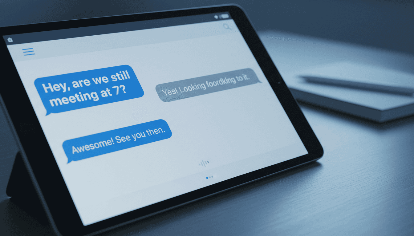 Direct messaging interface on a tablet