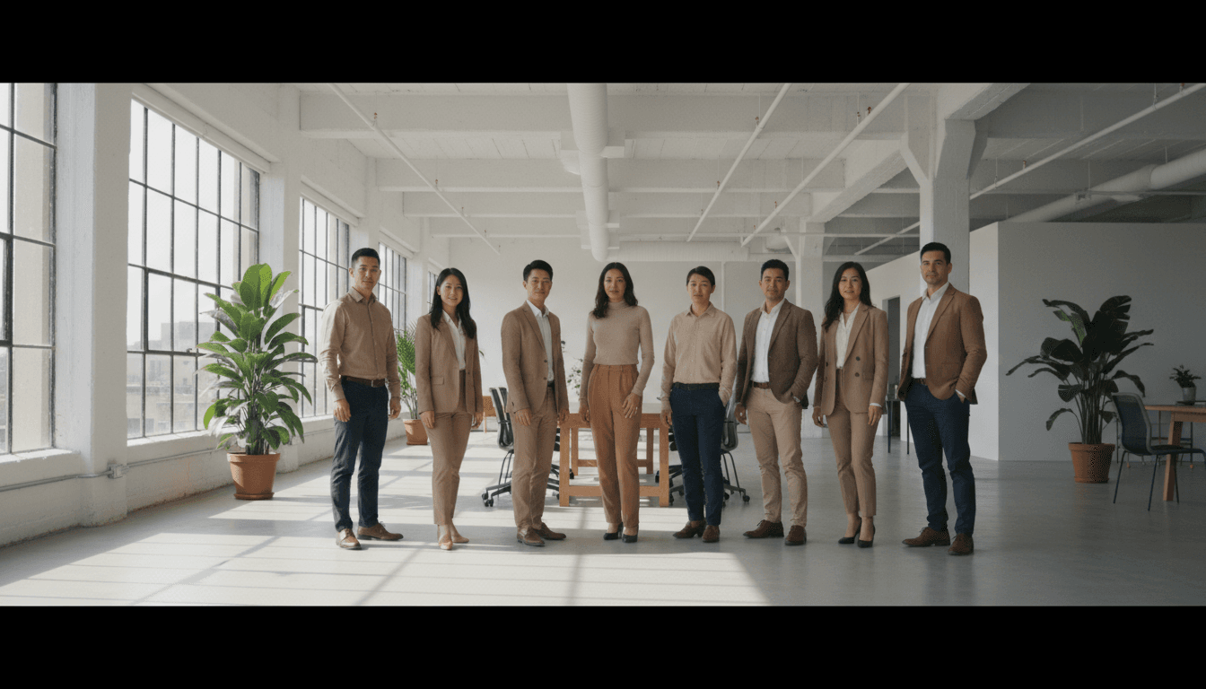 Diverse professionals networking in a modern co-working space