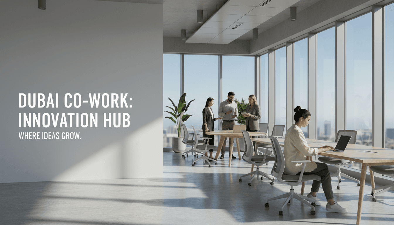 Professionals working in a bright, modern co-working space with natural light