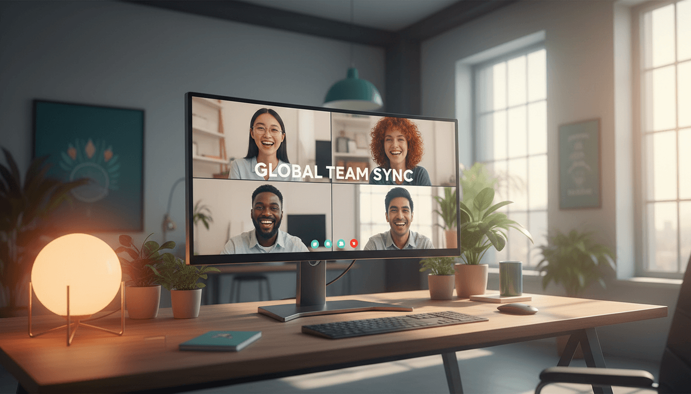 Global networking call on a monitor