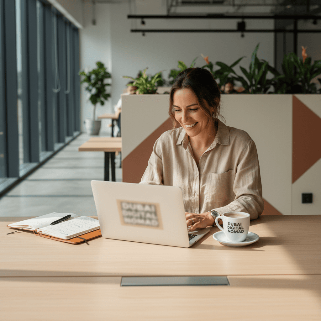 Freelancer working in a Dubai co-working space