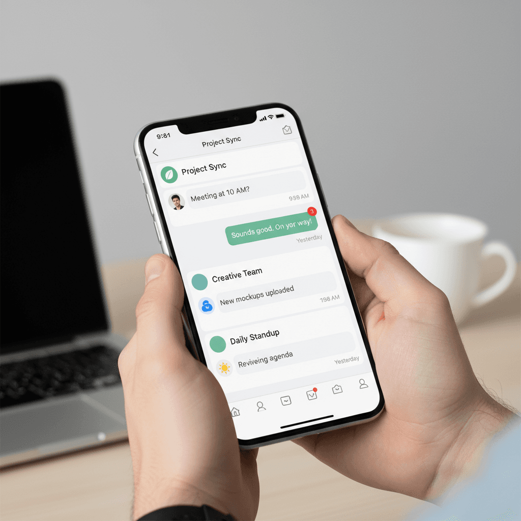 Direct messaging interface on smartphone